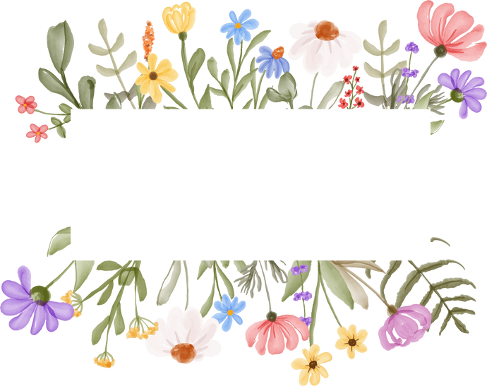 floral frame of flower and leaves wild flowers